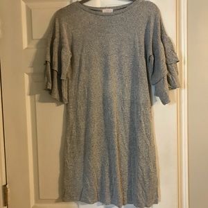 Grey dress with ruffled sleeves